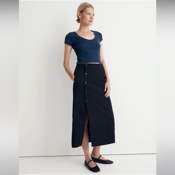 Madewell Dresses & Skirts - NWOT Madewell Linen-Cotton Blend Wrap Midi Skirt - Size 0 - Black
